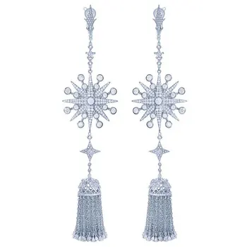 

GODKI New Arrival Luxury Trendy FireworkTassels Full Mirco Cubic Zirconium Naija Wedding Women Earring Fashion Jewelry