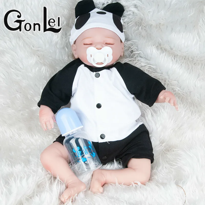 

Bebe Reborn Dolls 45cm Reborn Baby Doll Soft Vinyl Silicon Newborn Doll bonecas Panda Clothes For Children Gifts