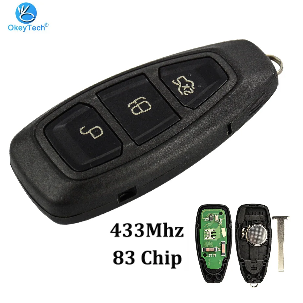 

OkeyTech Original 3 Button 433Mhz 83 Chip with Insert Blade Smart Card Remote Key for Ford Mondeo Focus C-Max Mondeo Kuga Fiesta