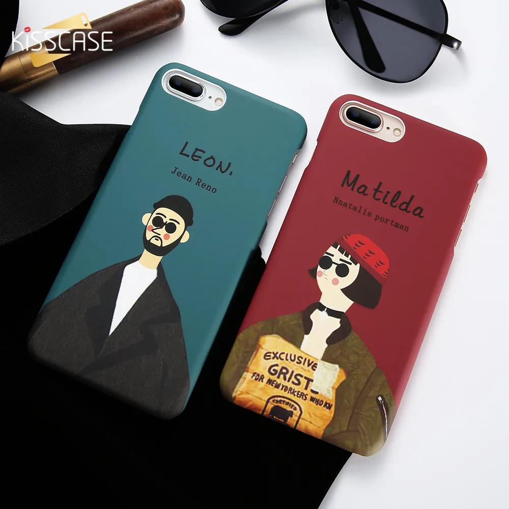 

KISSCASE Couple Case For iPhone 5 5S SE X XS Max XR Cover Case For iPhone X 6 6S 7 8 Plus Killer Leon Hard PC Matte Couple Cover