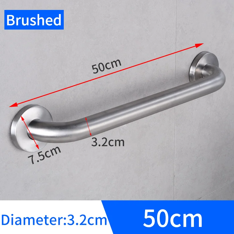 Поручни для ванной из нержавеющей стали, поручни для ванной, для пожилых людей, для ванной, для душа, безопасная ручка, настенная вешалка для полотенец - Цвет: Brushed-50cm