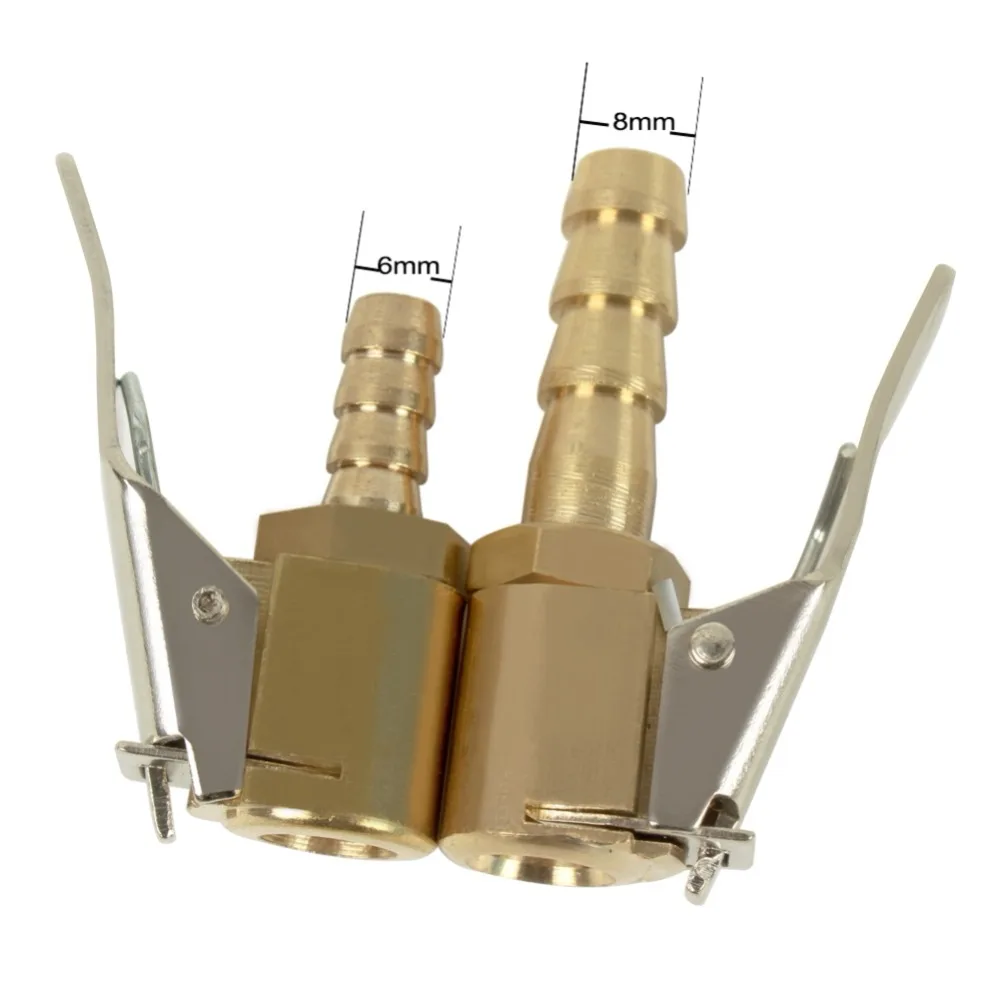 6mm 8mm Clamp Brass Tyre Valve Air Pump Chuck Clip Tire Inflator Valve