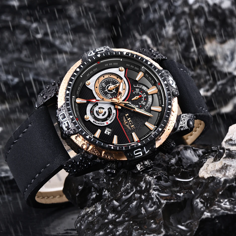 LIGE новые мужские часы лучший бренд роскошные кожаные кварцевые часы мужские спортивные водонепроницаемые мужские модные подарочные золотые часы Relogio Masculino