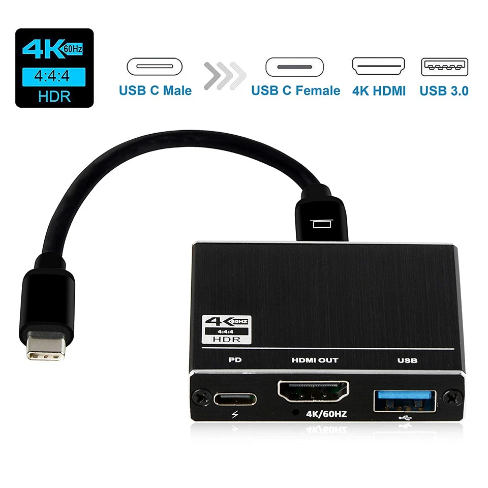 USB концентратор 3 в 1 C 2020 HDMI 4K @ 60 Гц порт 0 Вт|Кабели VGA| |