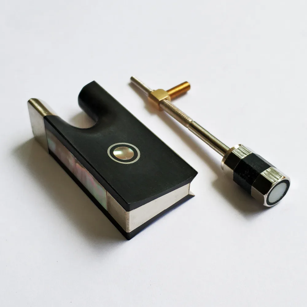 

Advanced Level Nick-Silver Mounted Ebony Frog for 4/4 violin Bow EB04#