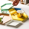 S size Colorful polygonal desktop combination storage tray Nordic geometric diamond metal hexagonal tea tray stainless steel 4