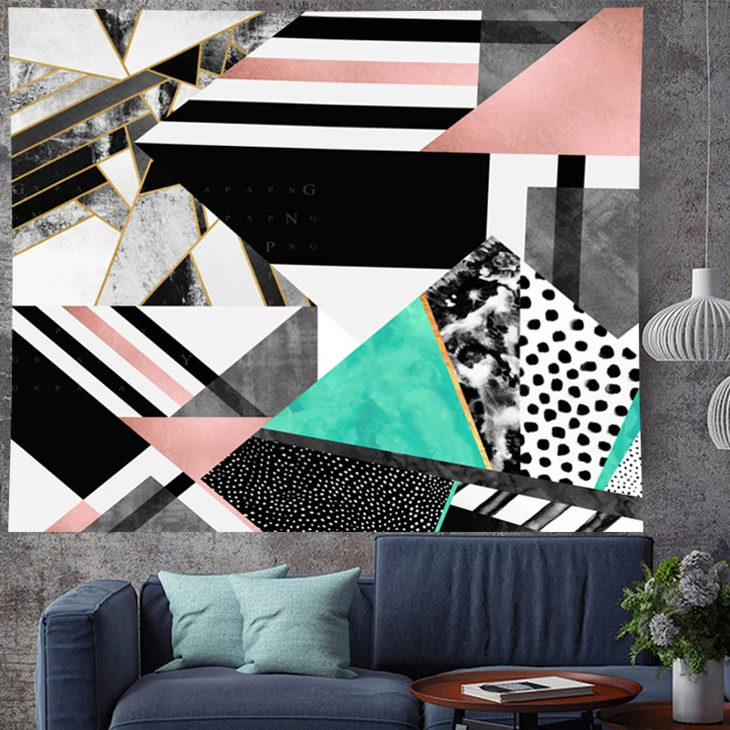 

Personality Geometric stripe abstract wall hanging simple structure Tapestries hippie Psychedelic Wall carpet Hanging Home Decor