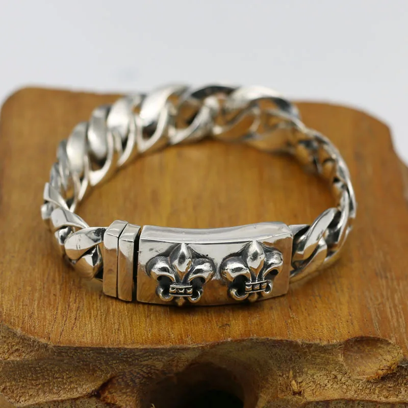 

S925 Sterling Silver Fashion Europe And The United States Punk Retro Thai Silver Scout Men And Women Couple Bracelet Homme