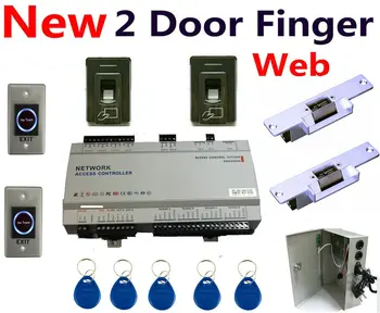 

Metal Finger+RFID ID Card reader+2 Door Web IP Control's Access Controller Board+UPS Power supply+Strike lock+Infrare button kit