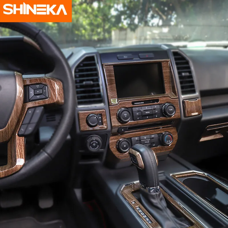 SHINEKA Автомобильная панель управления рулевое колесо воздуха на выходе динамик кольцо переключения передач Панель отделка наклейка комплект для Ford F150 Up аксессуары