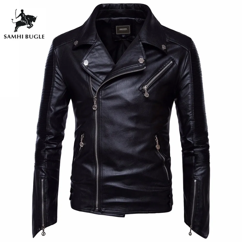 TIMESUNION 2018 Новая мода осень зима для мужчин Кожаная куртка брендовая одежда мотоциклетная качество мужская кожаная куртка плюс размеры