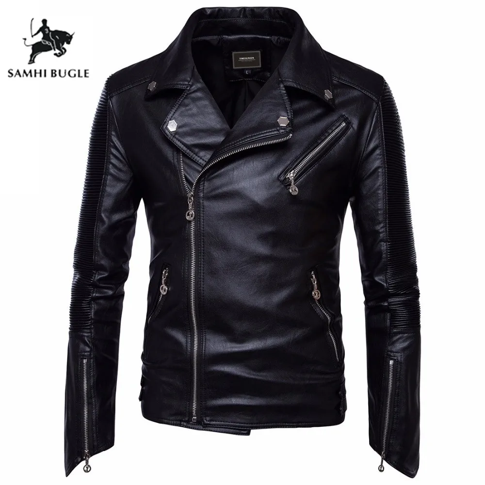 

TIMESUNION 2019 new fashion autumn winter men leather jacket brand clothing motorcycle jacket quality leather coat men Plus size