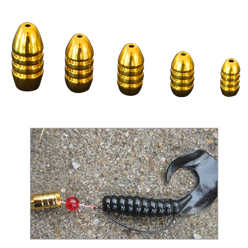 5Pcs 1.8/3.5/5/7/10g Fishing Sinkers Copper Bullet Shape Copper Kit