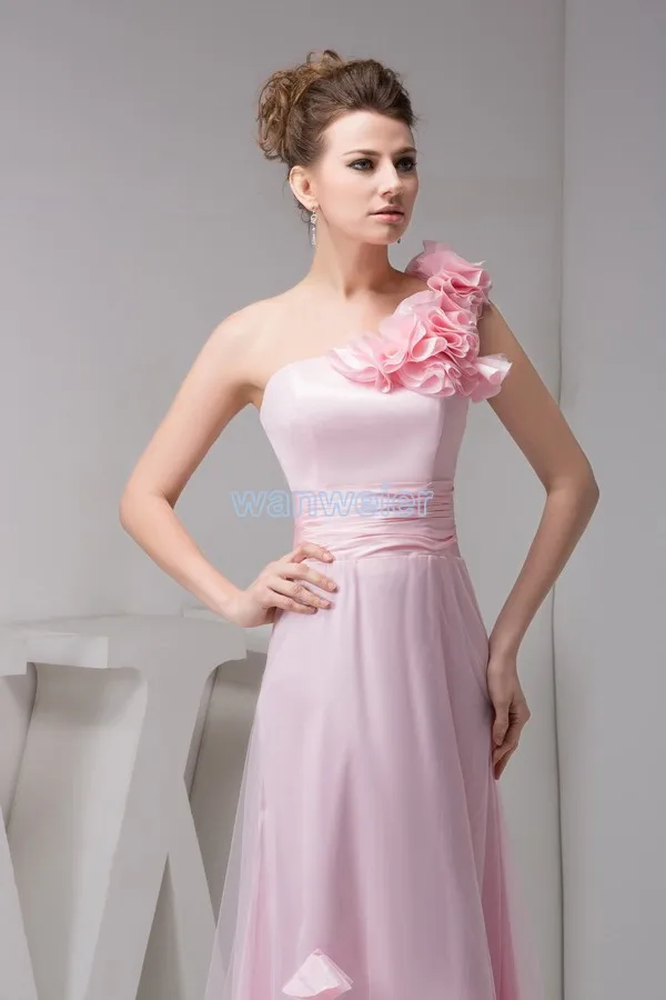 Дизайн этаж длина цветами ручной работы невесты горничной розовый одно плечо длинные платья вечерние Платья Невесты