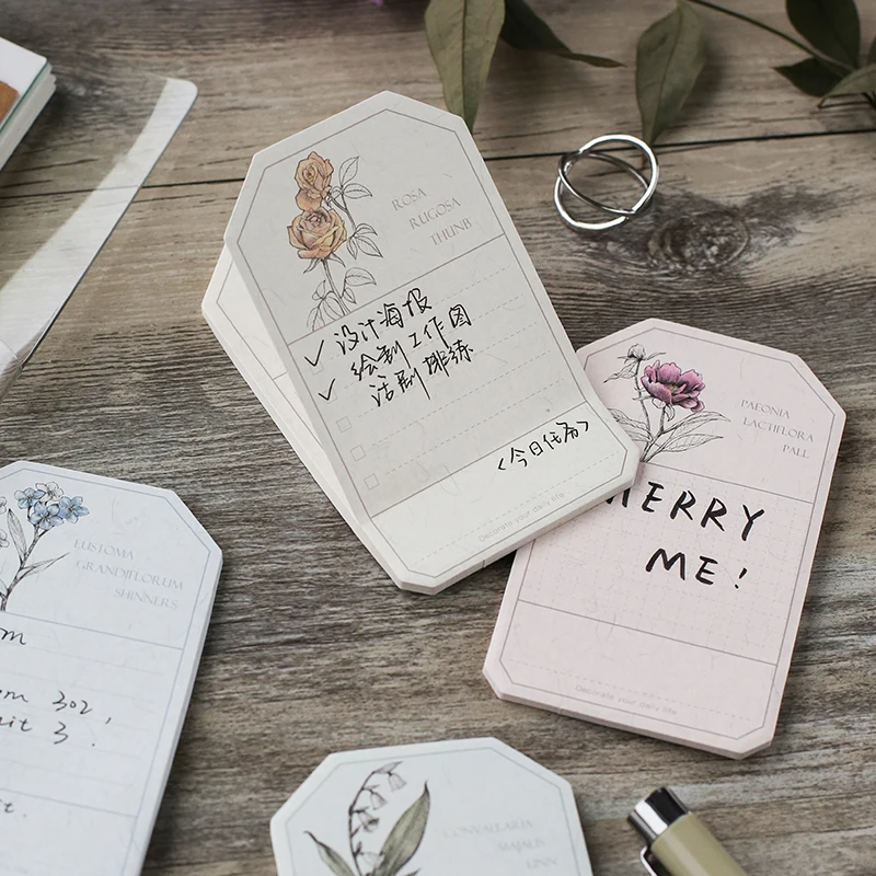 

Color Memory Sticky Notes N Times Stickers Posted Retro Plant Herbal Material Notes