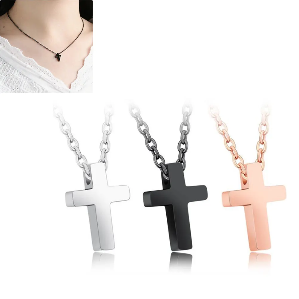 stainless steel cross necklace women's
