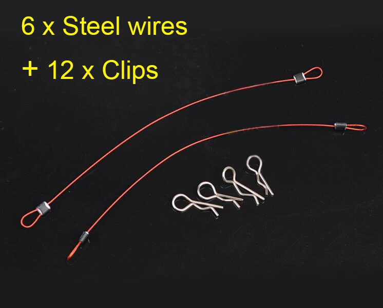 

6 Pcs Steel Wires + 12 Pcs R Shape Pin Cotter Clips for 1/8 1/10 RC Car Model