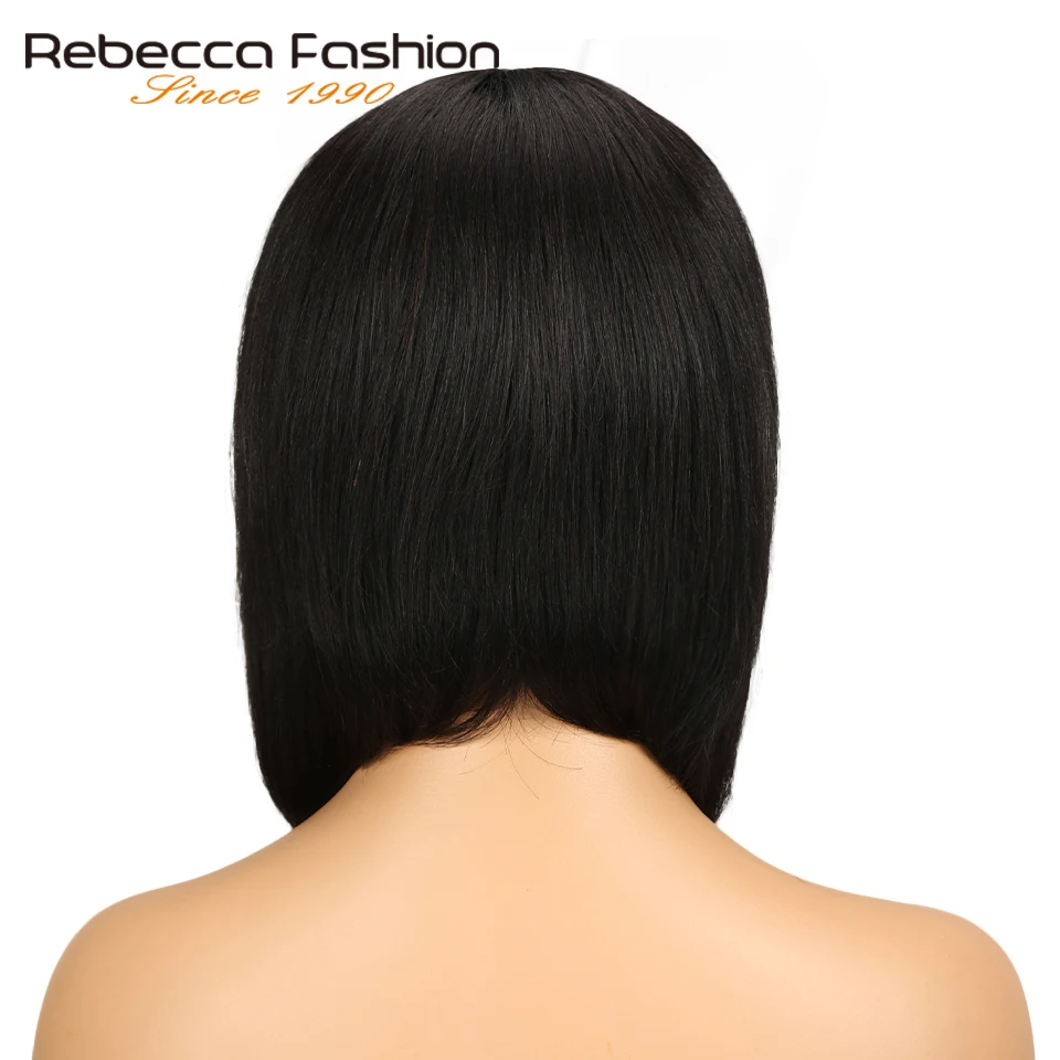Rebecca короткий стриженный боб парик перуанский Remy человеческие волосы парики для черных женщин коричневый красный смешанный цвет машина сделал парик# 1B# Красный