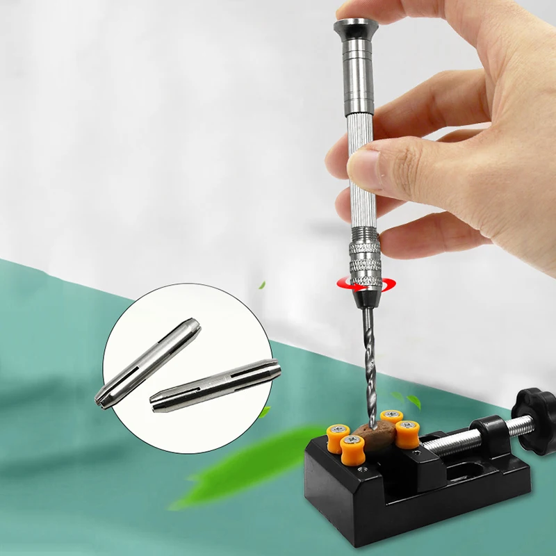 Aluminum Mini Micro Hand Woodworking Drill Keyless Chuck+10PCS Drill Bit Rotary Tools alloy hand with keyless chuck