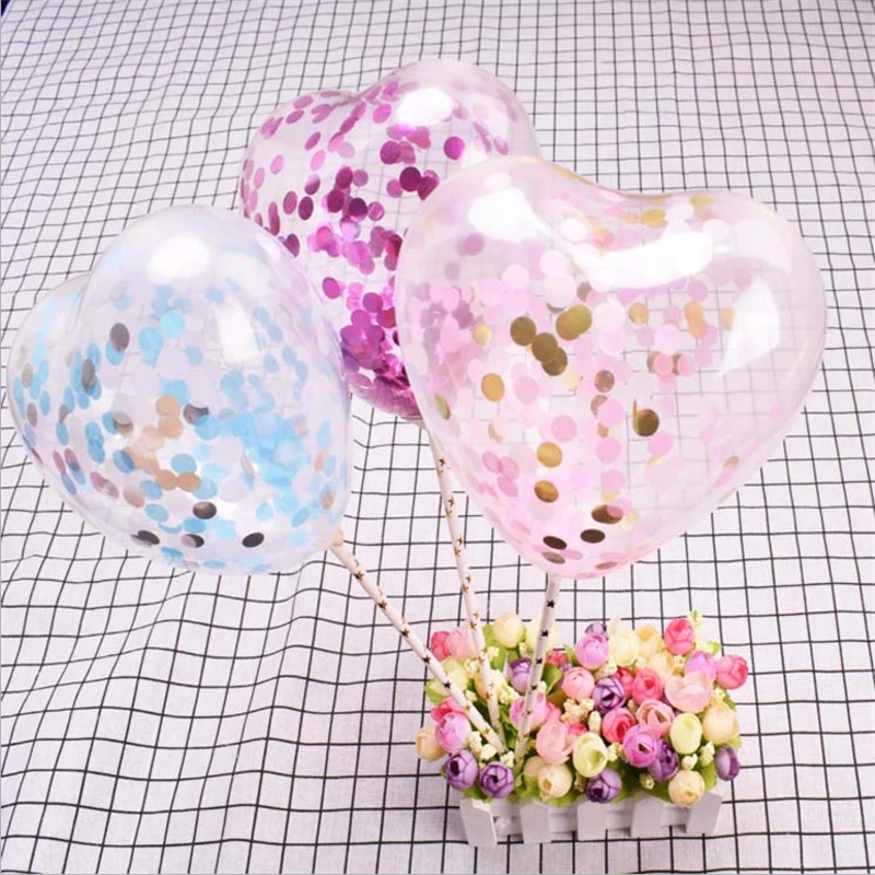1pc 5inch Cake Decoration Heart Latex Confetti Balloon Wedding