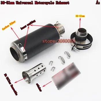 

Universal 51mm 61mm Universal Motorcycle Exhaust Muffler Modified Exhaust Stainless Steel Carbon Fiber Fit Most Motorbike