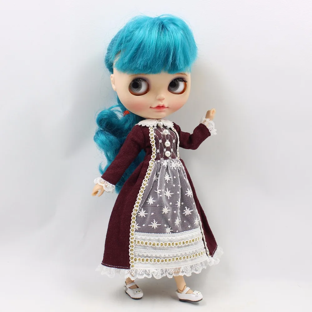 Blyth doll ледяной коричневый платье с цветком головной убор