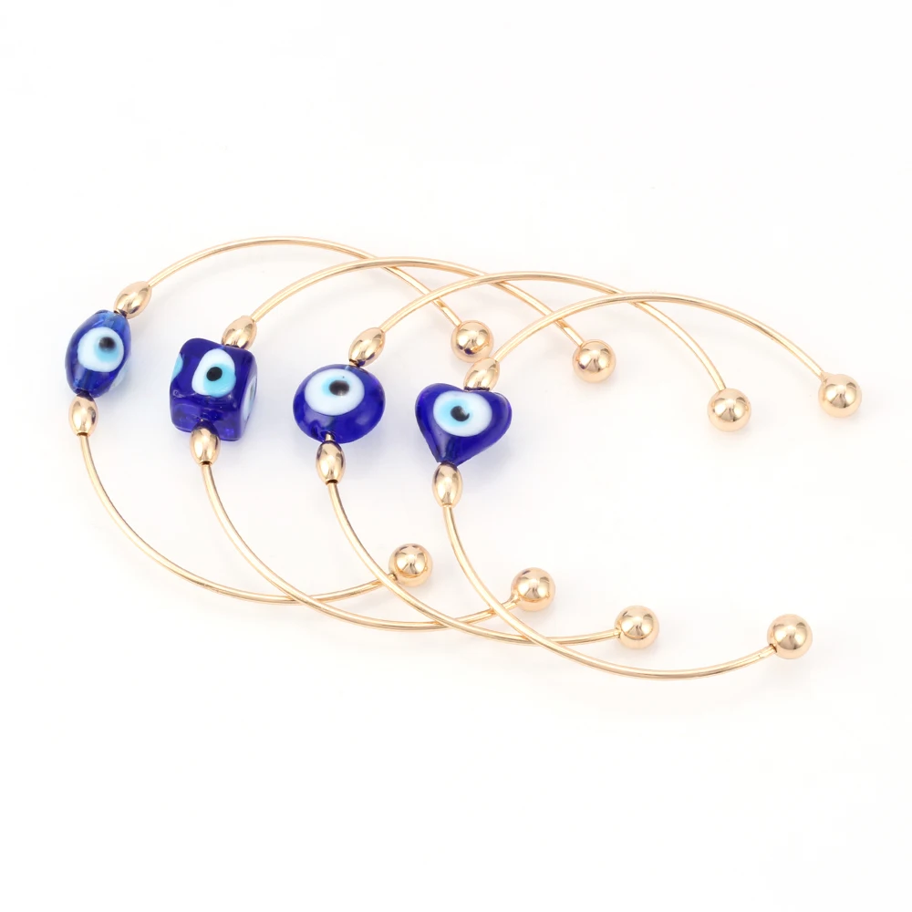 Лаки синий с клипсами Дурной глаз для женщин Открыть манжета и Браслет Bijoux Femme