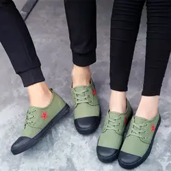 Осень 2019 мужские парусиновые ботинки армейские; зеленого цвета; для мужчин повседневные кроссовки для влюбленных белые Большие размеры EUR