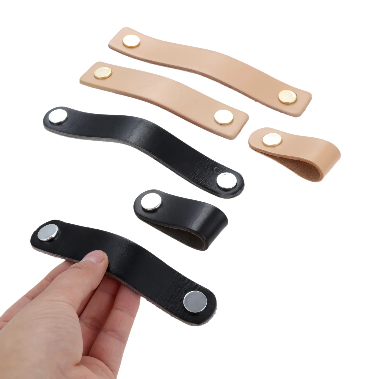 

DRELD PU Leather Handle and Knobs Door Knobs Pull For Furniture Cabinet Chest Drawer Suitcase Handle w/Screws Furniture Hardware