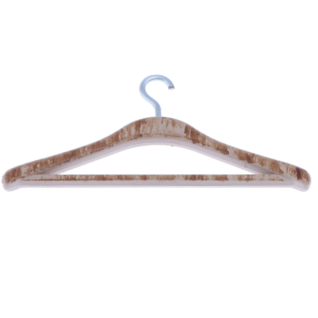 1/12 Dollhouse Miniatures Clothing Hangers Closet Hanging Decoration Brown