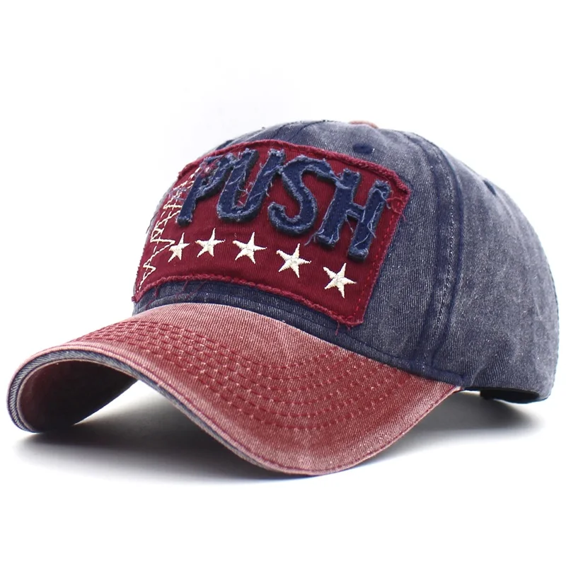 Minhui новая вышитая звезда буквы шляпы для мужчин винтажная Кепка Snapback Женская Повседневная шляпа Gorras промытая хлопковая бейсболка s - Цвет: wine red and navy