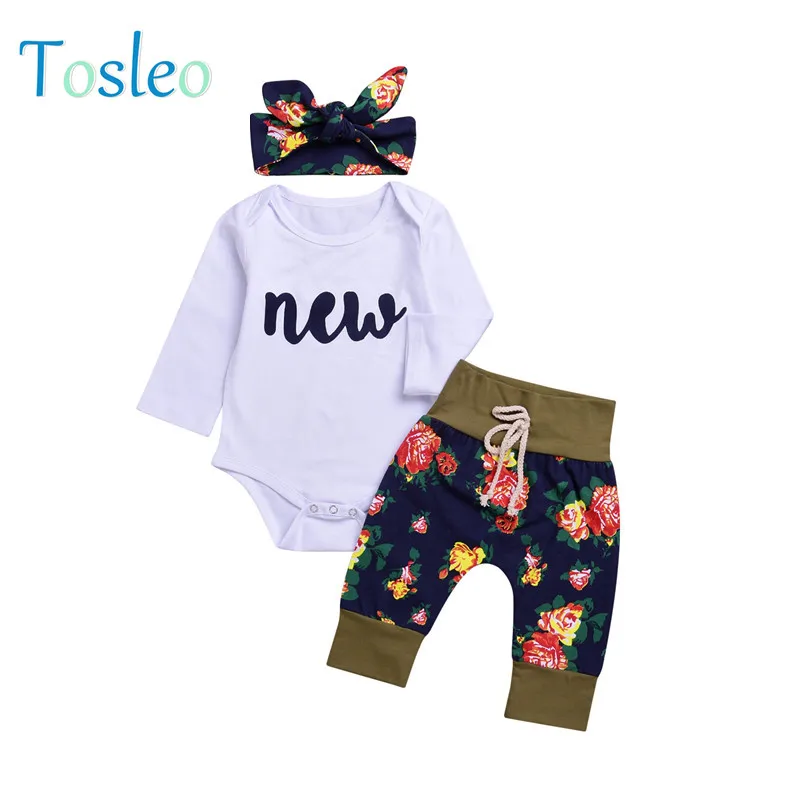 

Autumn Baby Girl Clothes Newborn Clothes Letter and Floral Printed Baby Girl outfits Photography Clothing for Baby 0-2Y