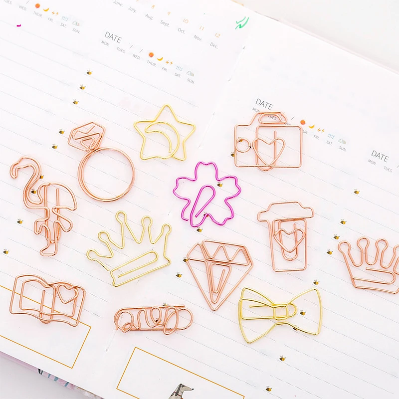 

10pcs Ramdom Colorful 2*3cm Cartoon Multi-Shape Metal Paper Clips File Notes Classified Clips Student Stationery School Supply