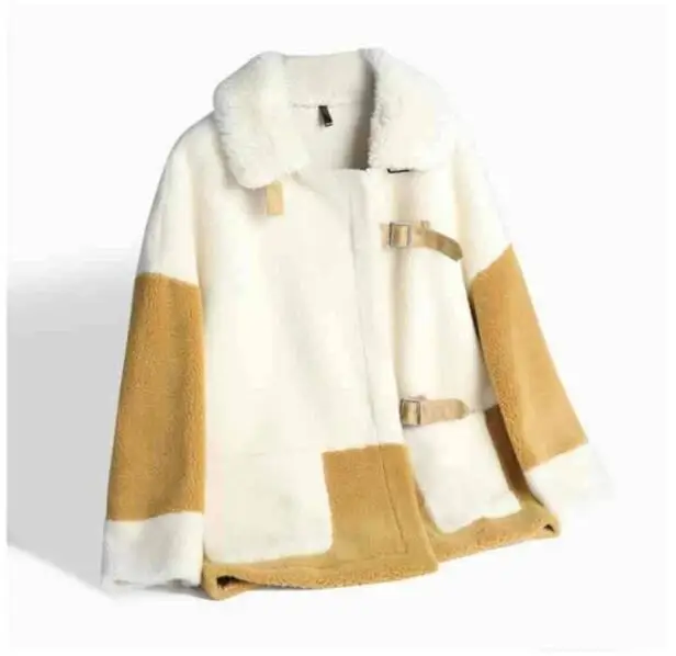 Женская зимняя мода года, Байкерская и байкерская куртка из овечьей шерсти, женская мягкая теплая куртка из искусственного меха, пальто с искусственным овечьим мехом, K288