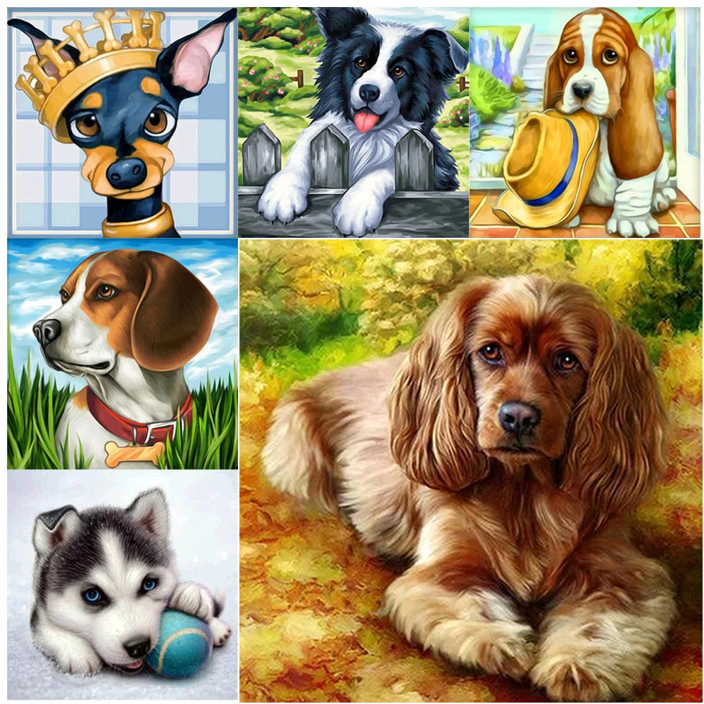 

Full 5D Diy Daimond Painting Cross-stitch Cute Puppy 3D Diamond Mosaic Full Round Rhinestones Paintings Embroidery Cartoon