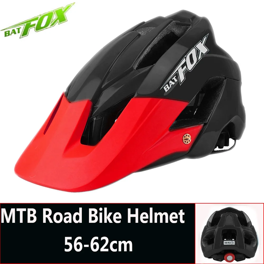 BATFOX Men Cycling Road Mountain Bike Helmet Capacete Da Bicicleta Mtb Cycling Helmet Bike Casco Bicycle Helmet cascos bicicleta - Цвет: 5002-Black-Red