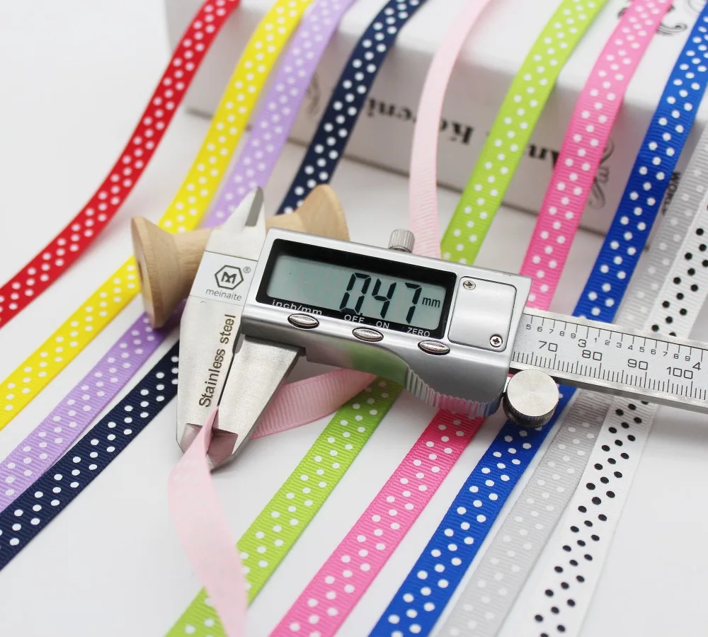 Ribbon Decoration Ribbon Supplies Grosgrain Ribbon Sewing Ribbon 3/8 inch 30colors Polka Dots Printed Grosgrain Ribbons