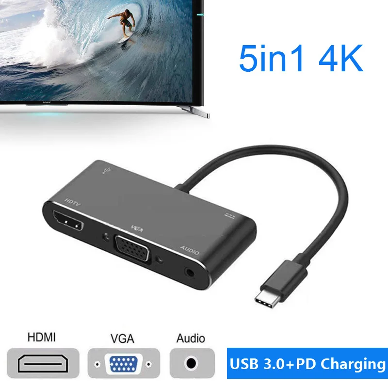 4K HD ТВ экран обмена кабель типа C к HDMI tv VGA проектор AV видео адаптер для Macbook samsung S8 S9+ S10 Note8 Note9 htc LG
