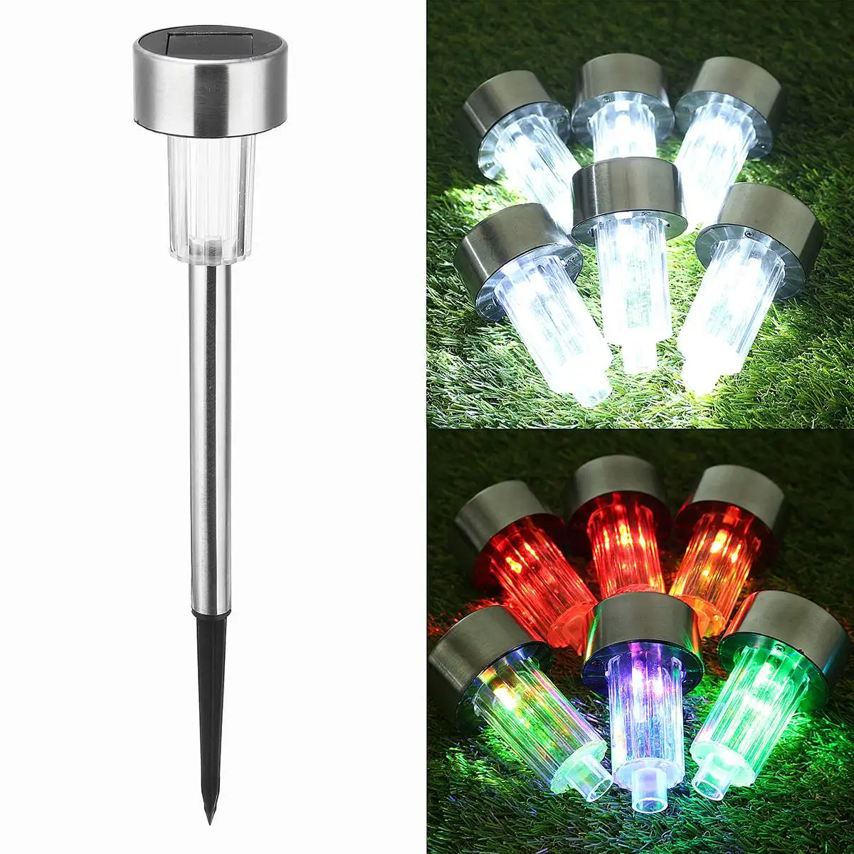 

Brand New 10PCS Outdoor Stainless Steel LED Solar Power Light Landscape Garden Path Lamp White/Color Outdoor Light