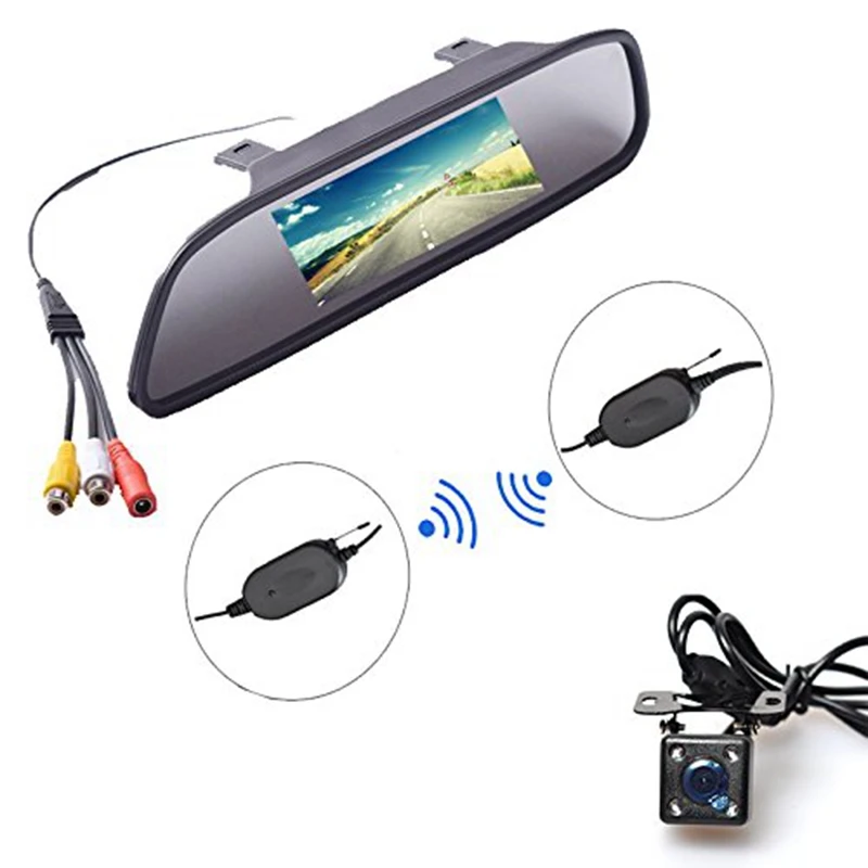 BW® DIY Car Rear View Kit Wireless IR Reverse Car Backup Camera and 4.3 Car Mirror Monitor 