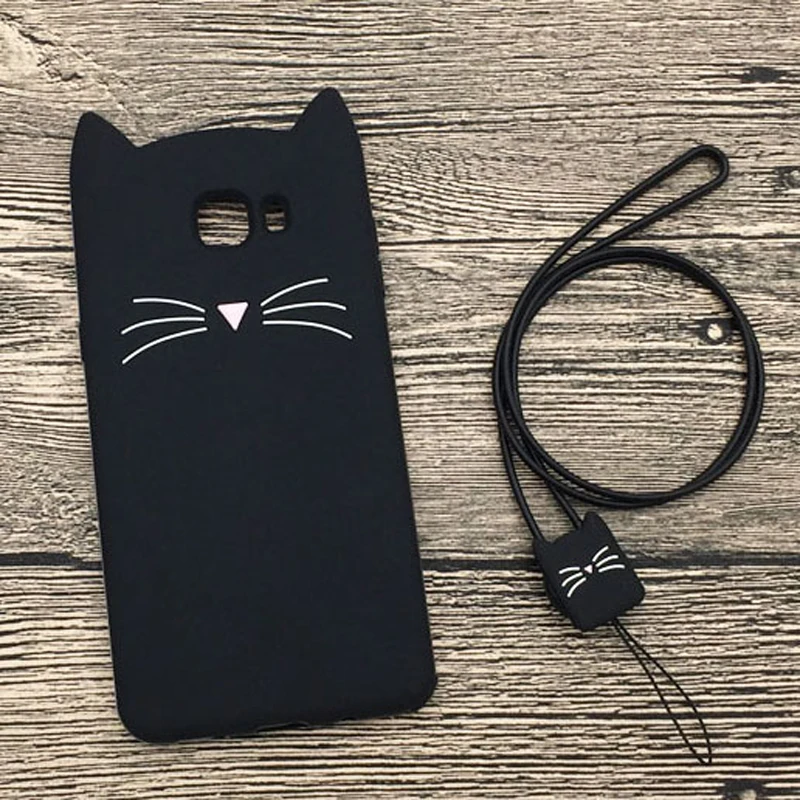 

Case For Samsung Galaxy C9 C7 C5 Pro cute 3d cartoon beard cat soft silicone phone cases cover Fundas Capa