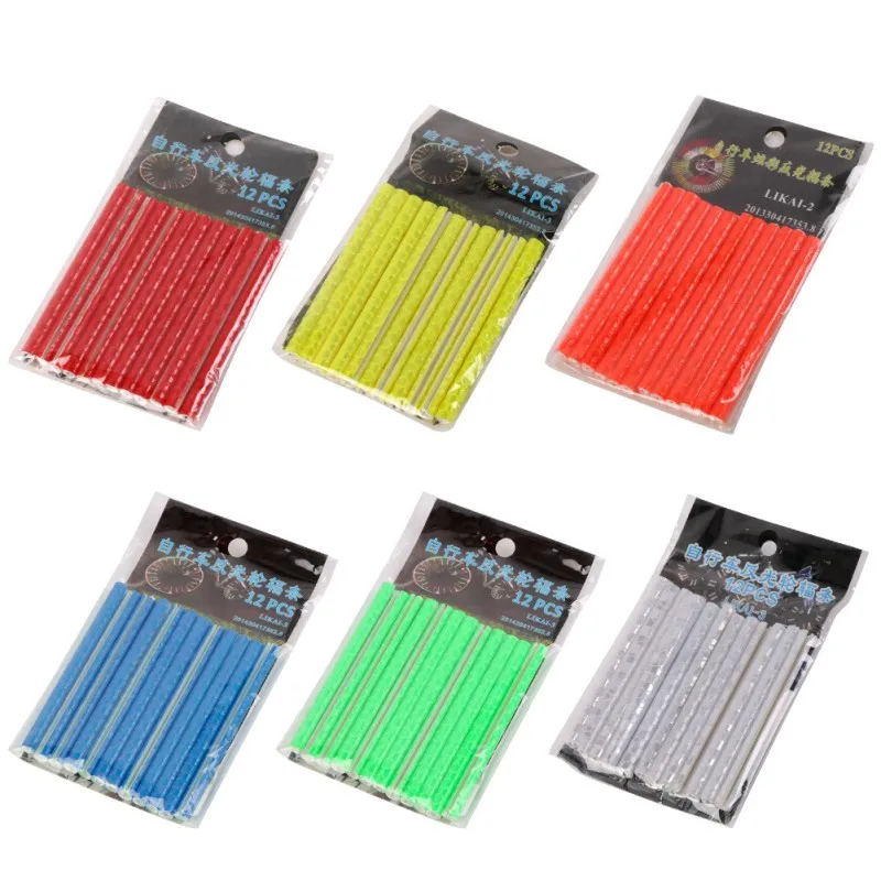 DIY Color 12pcs Reflective Reflector Bicycle Select Spoke Clip Tube Safety Warning Bicycle Strip New