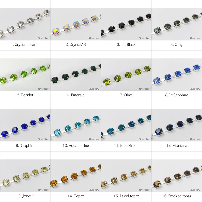 Новая распродажа SS28 с украшением в виде кристаллов Стразы Кубок цепи 1/3/5 ярдов 32 цвета кристаллами серебряные цепочки для одежды и платьев