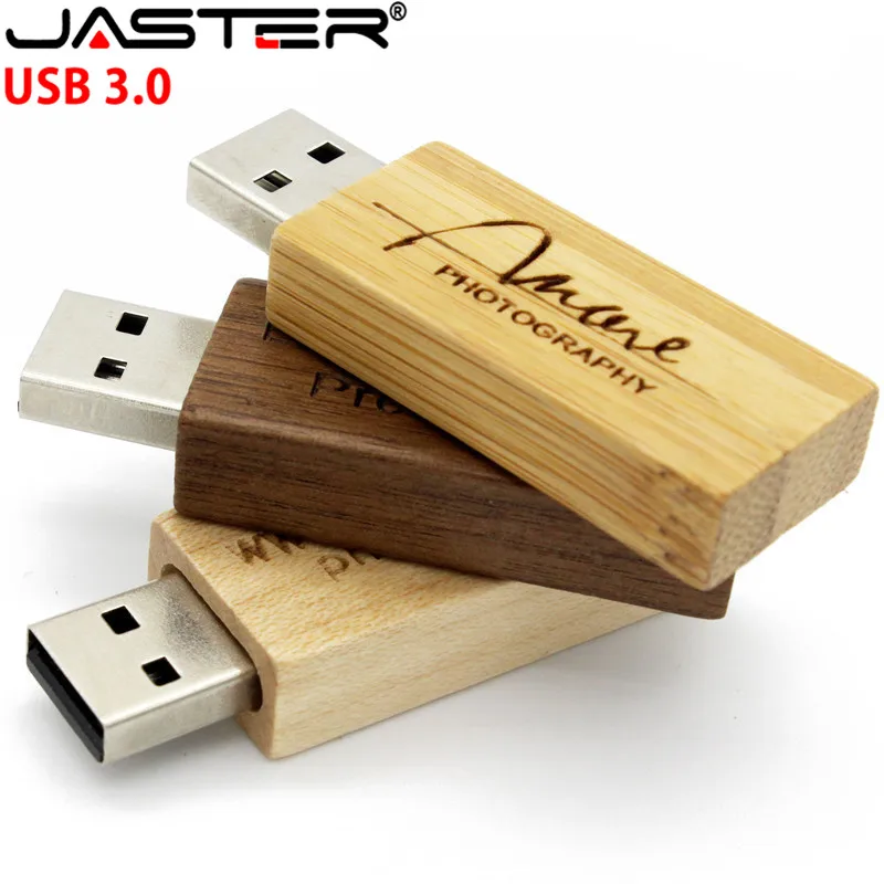 JASTER USB 3,0 логотип на заказ Деревянный usb+ коробка usb флэш-накопитель карта памяти 4 ГБ 8 ГБ 16 ГБ 32 ГБ 64 ГБ U диск свадебный подарок