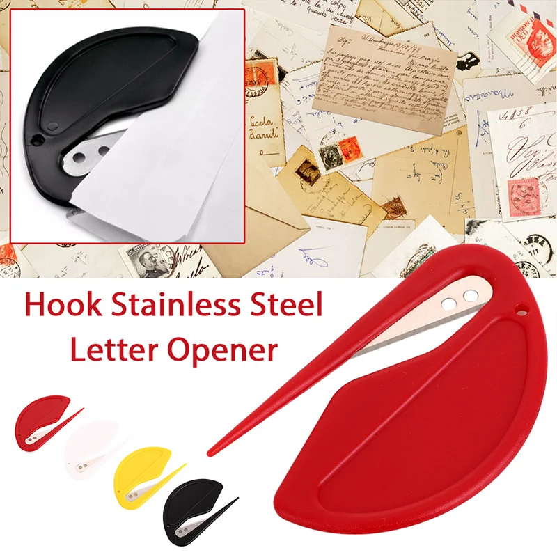 

10Pcs/Lot Plastic Mini Letter Opener Letter Mail Envelope Opener Safety Paper Guarded Cutter Blade Office Equipment Random Color
