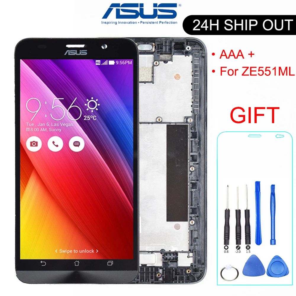 

New 5.5 inch LCD Display For ASUS Zenfone 2 ZE551 ML Touch Screen Panel Digitizer With Frame Zenfone 2 ZE551ML Replacement Z00AD