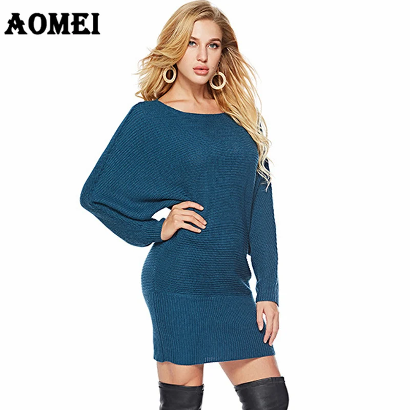 Women Pullover Sweater Mini Dress pull long Femme Autumn Knitted Tops Sexy Girls Casual Fashion Fall Winter Knitting Slim Jumper | Женская