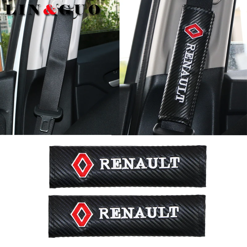 2 шт. автомобильный карбоновый ремень безопасности Вышивка Узор чехлы для сидений ремень чехол для Renault duster megane 2 logan renault clio