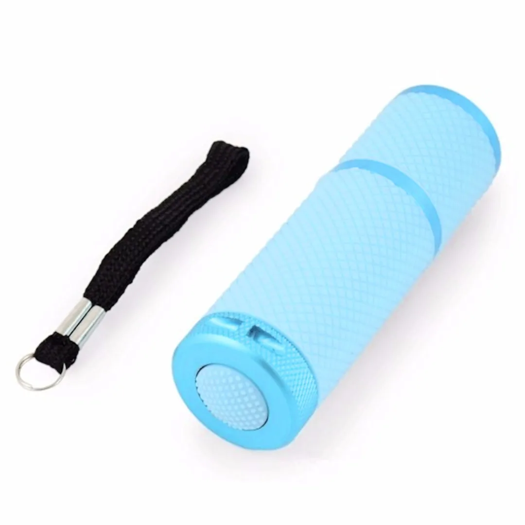 1 x Mini Portable Aluminum UV Torch 9 LED Night Light AAA Flashlight Pocket Lamp
