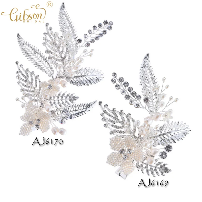 

Women Freshwater Pearls Hair Accessories For Bridal Wedding Barrette Glinting Leaves Bridesmaid Headpiece Vogue Hair Clip